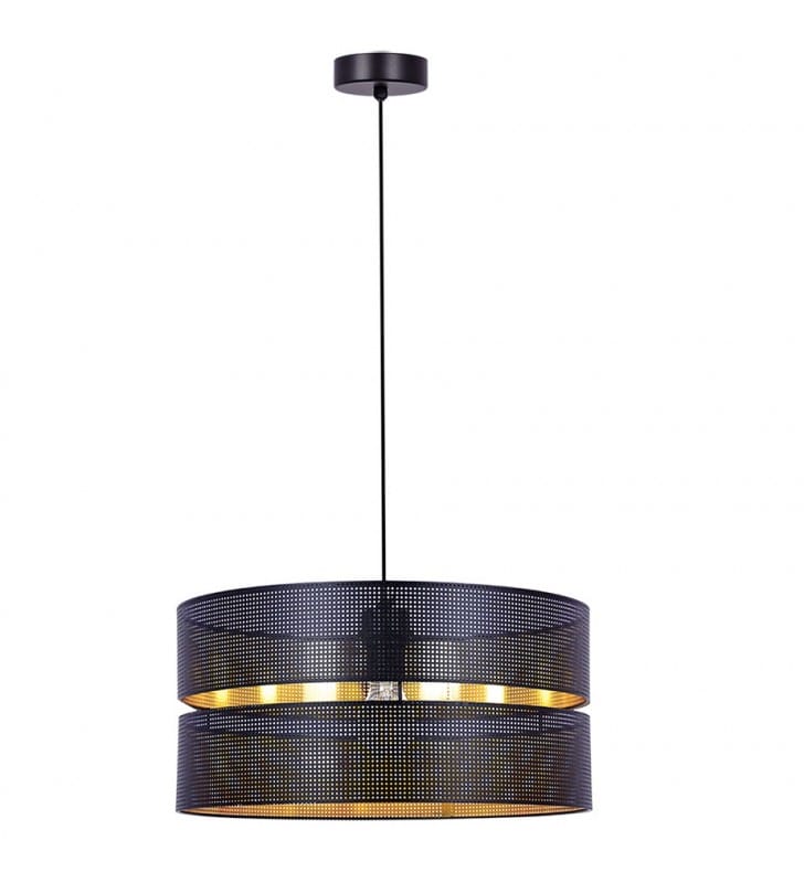 Zimbo nowoczesna czarno złota lampa wisząca z abażurem do salonu
