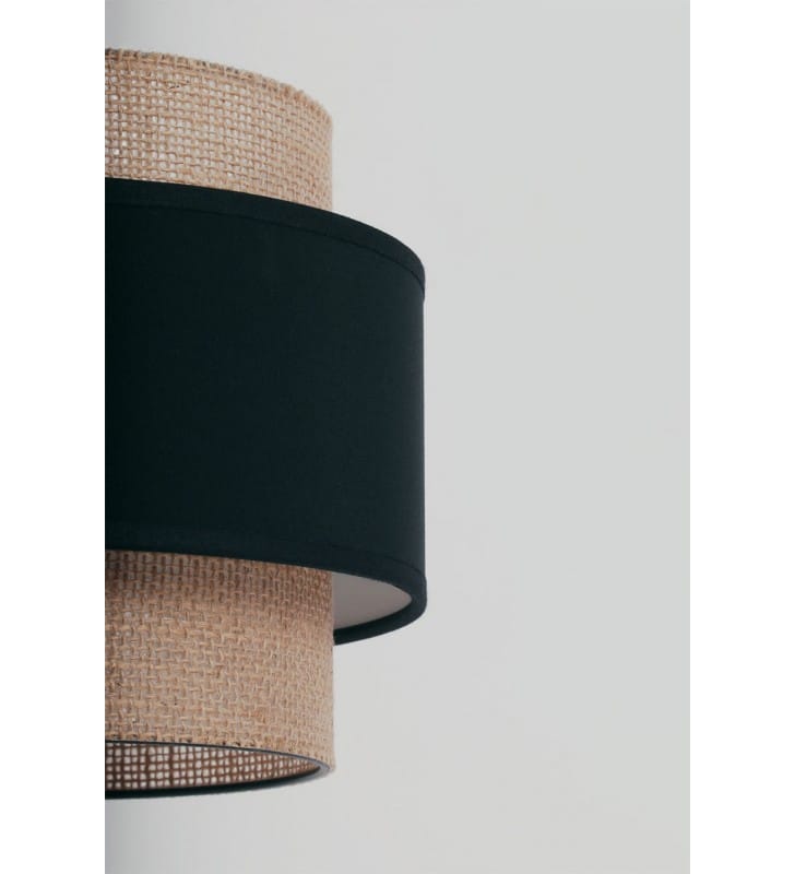 Lampa ścienna Gato czarny metal abażur czarno beżowy