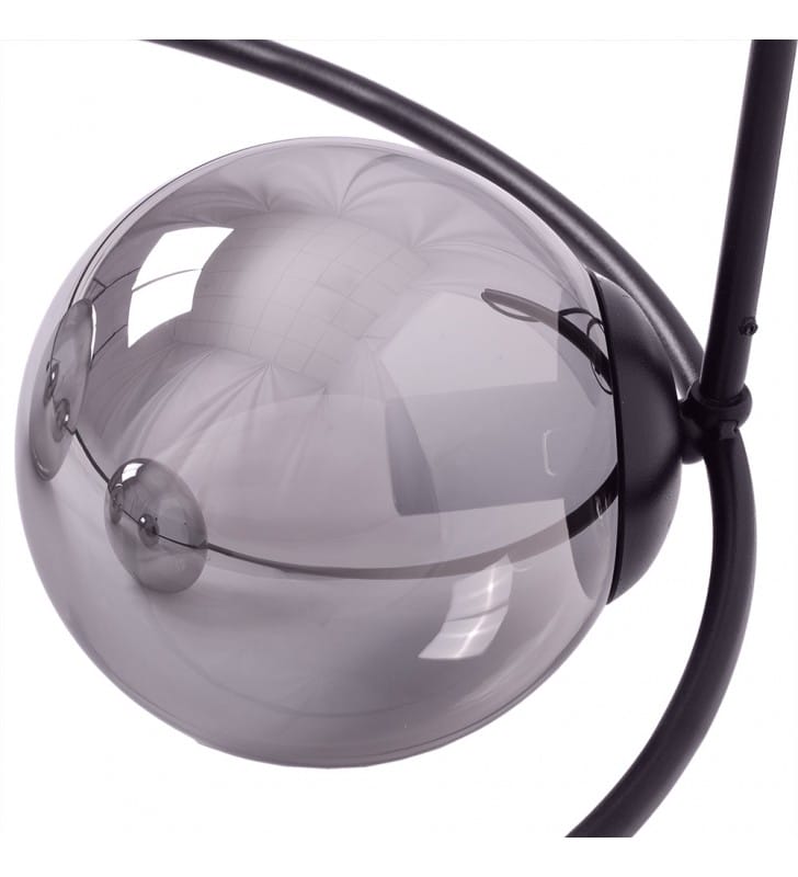 Davos nowoczesna czarna okrągła lampa wisząca 3 szklane klosze grafitowe do sypialni salonu jadalni