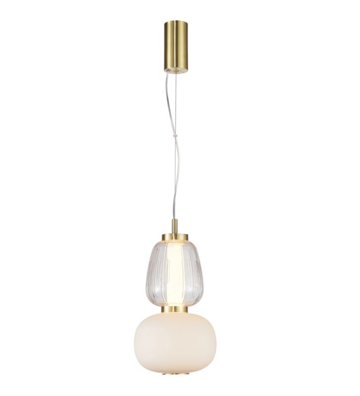 Eris złota lampa wisząca LED z dekoracyjnym szklanym kloszem do sypialni jadalni