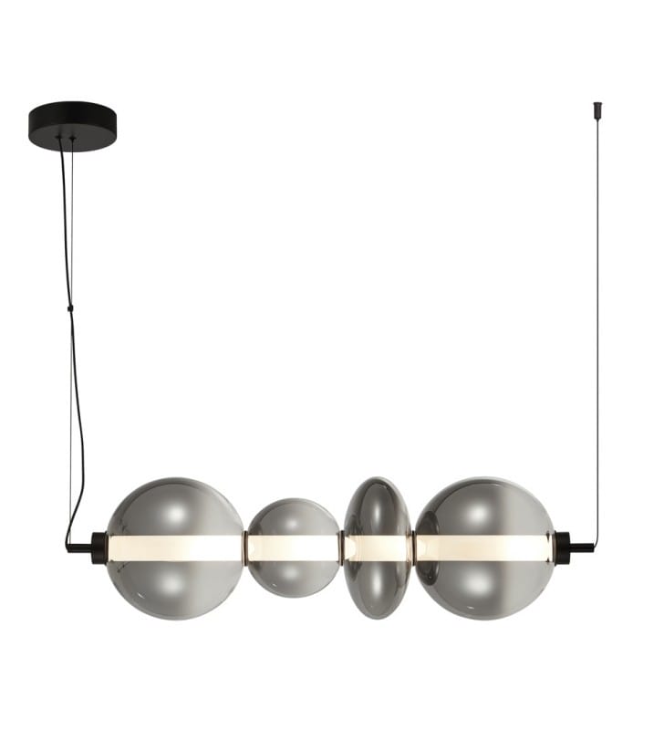 Czarna lampa wisząca nad stół jadalny Sonte LED grafitowy klosz ze szkła