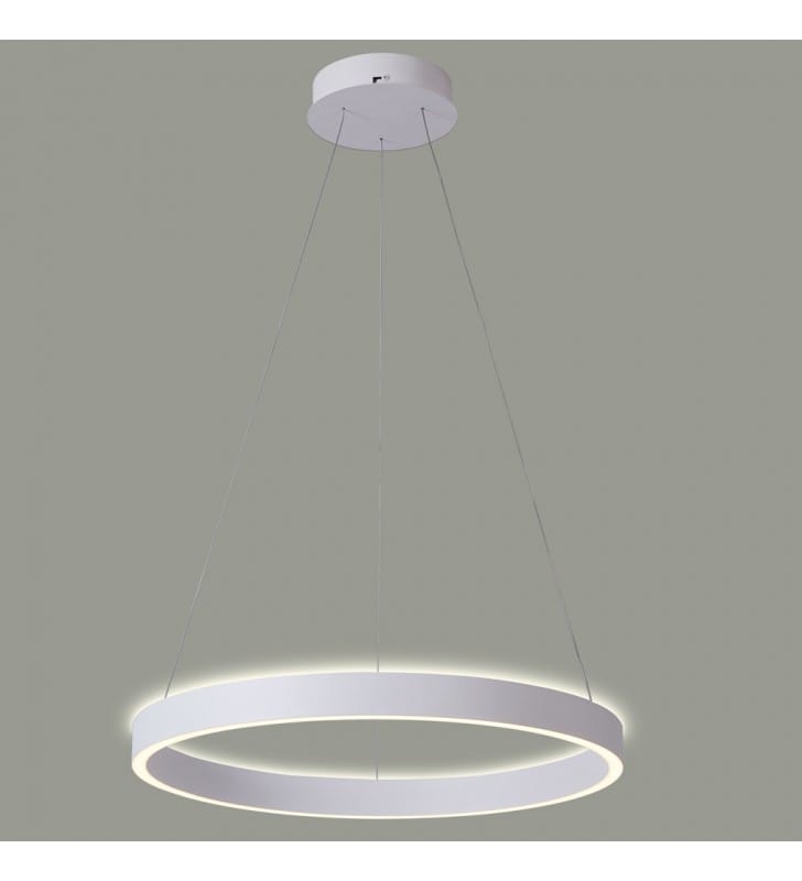 Biała lampa wisząca Brasco Up Down LED nowoczesna 80cm do kuchni salonu nad duży stół w jadalni