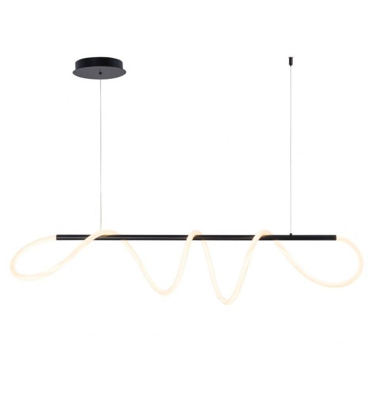 Designerska czarna lampa wisząca nad duży stół Balbo poprzeczka z ozdobnym LED