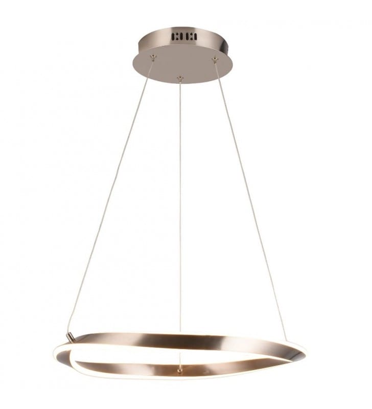 Srebrna lampa wisząca Girona LED 45cm pierścień nad stół w jadalni