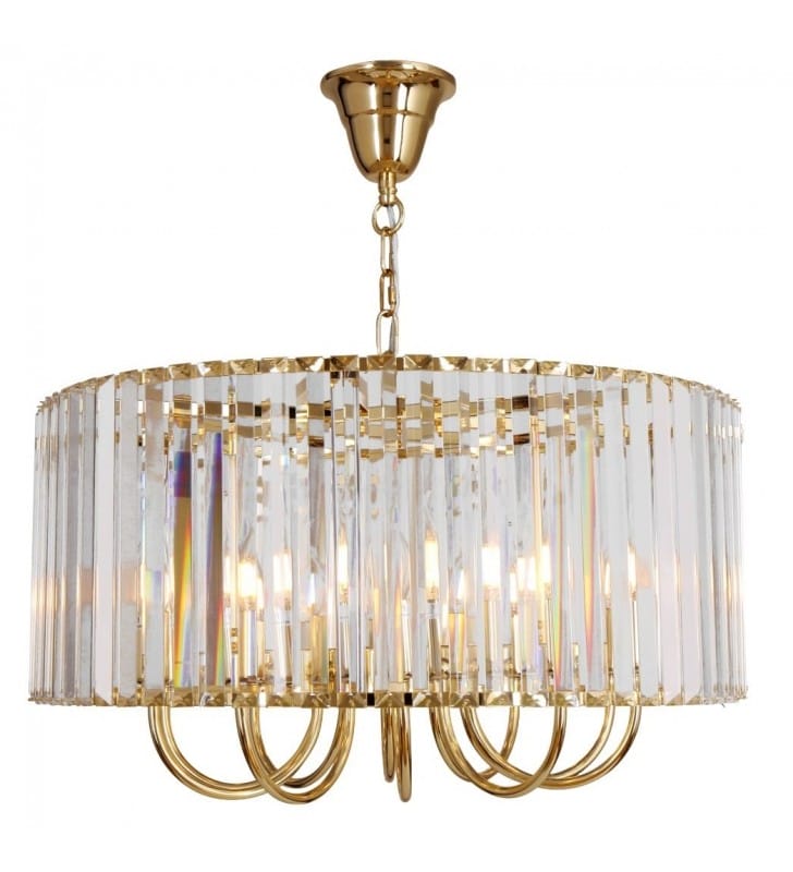 Złota kryształowa lampa wisząca Paris z bezbarwnymi kryształami do sypialni salonu