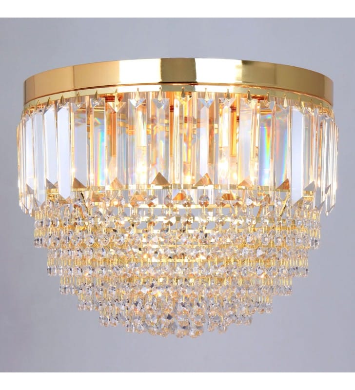 Złoty plafon kryształowy Charlotte 40cm glamour do wnętrz klasycznych i nowoczesnych