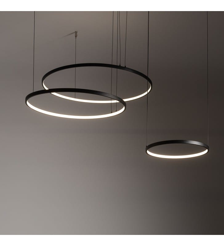 Circolo nowoczesna duża lampa wisząca LED z 3 obręczami do salonu