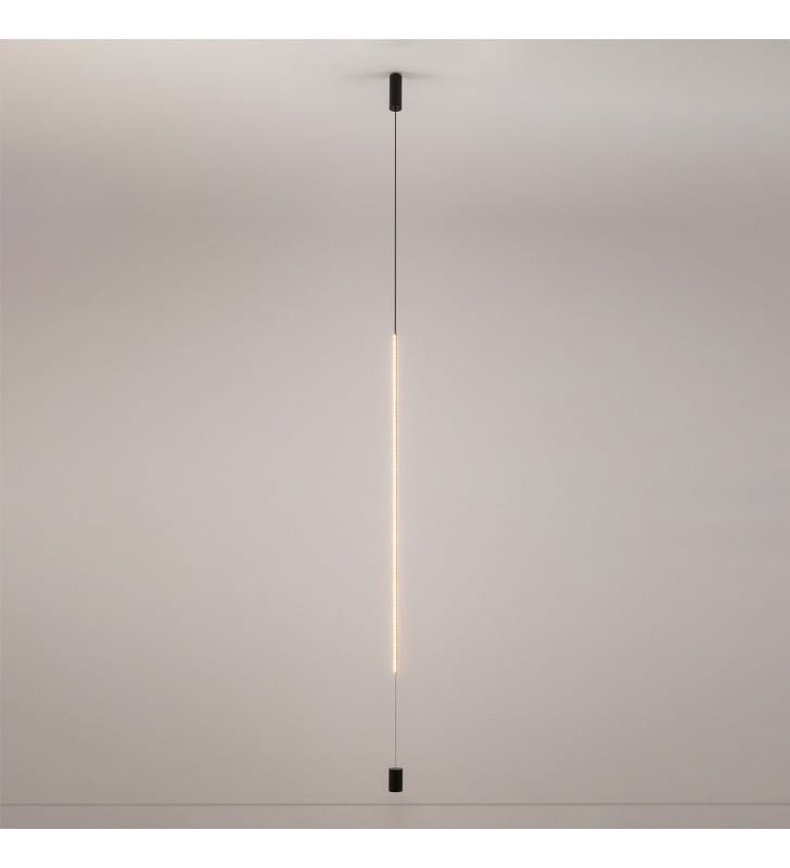 Minimalistyczna wąska długa czarna lampa wisząca LED Vertic 3000K