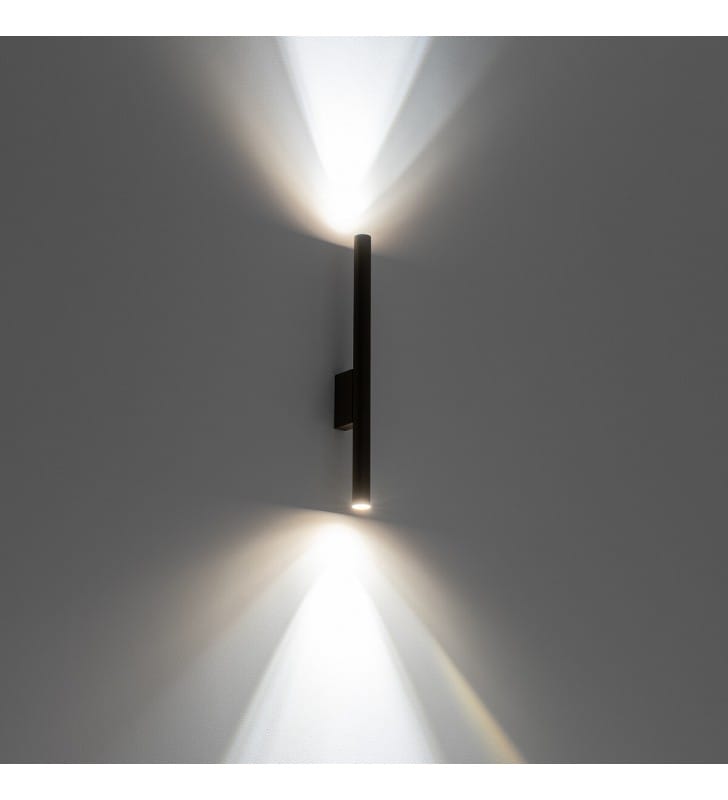 Pionowa lampa ścienna Laser czekoladowy brąz wąski klosz 40cm 2xG9 światło góra dół