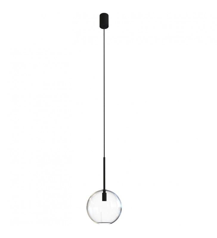 Mała szklana lampa wisząca Sphere 15cm szklana bezbarwna kula czarny metal