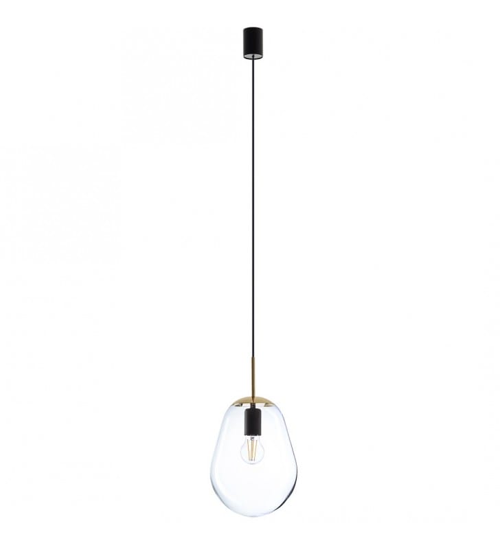 Lampa wisząca Pear nowoczesna szklana wykończenie mosiądz z czernią np. do sypialni przy łóżku
