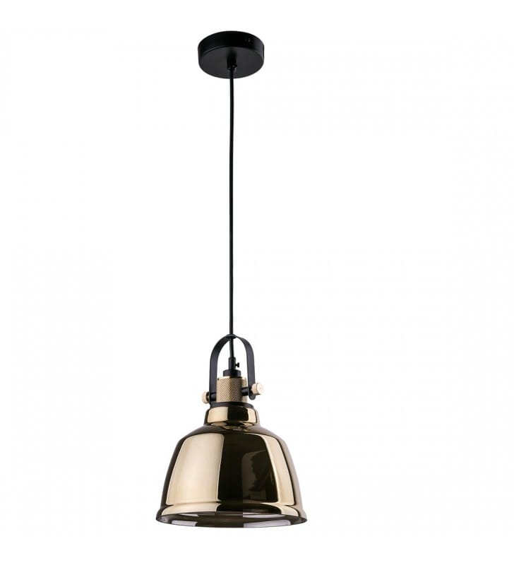 Lampa wisząca Amalfi złota metalizowany szklany klosz czarne wykończenie długość 1,5m