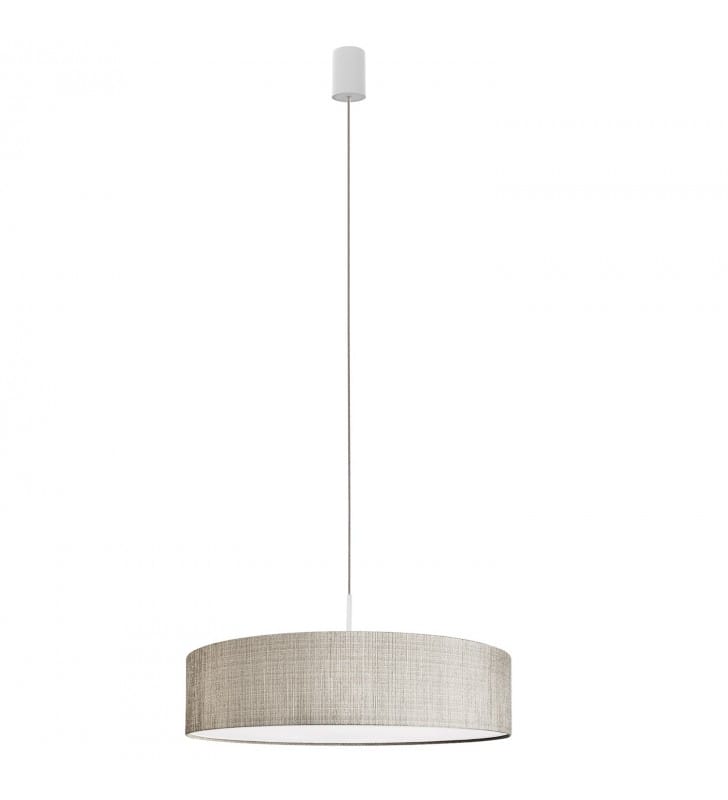 Lampa wisząca Turda szaro srebrna abażur z przesłoną 50cm płaski klosz do jadalni nad stół
