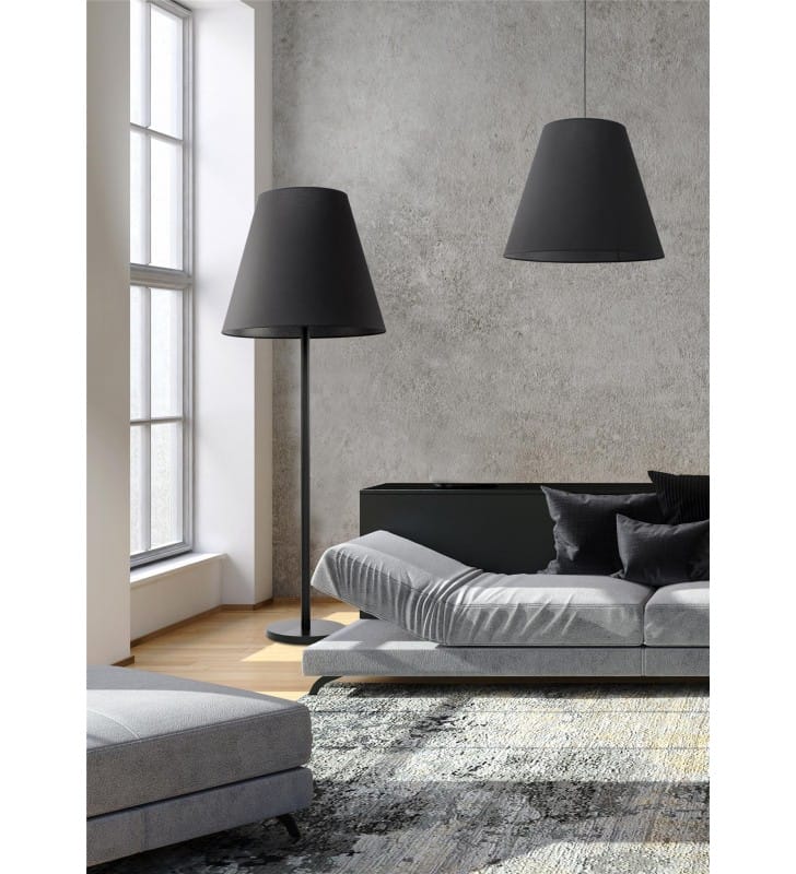 Duża lampa wisząca Moss czarna duży abażur do salonu sypialni 3xE27