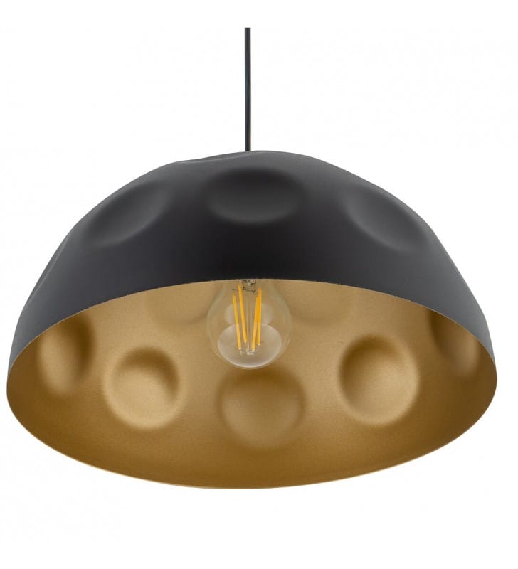 Metalowa czarno złota lamp wisząca Hemisphere Hit 50cm dekoracyjny klosz kopuła nad stół