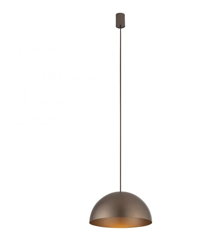Czekoladowa lampa wisząca z metalu Hemisphere Super kopuła 33cm do salonu sypialni jadalni kuchni