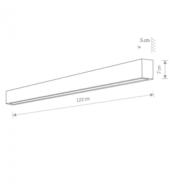 Długi biały kinkiet nad schody straight White T8 LED podłużny z metalu 122cm