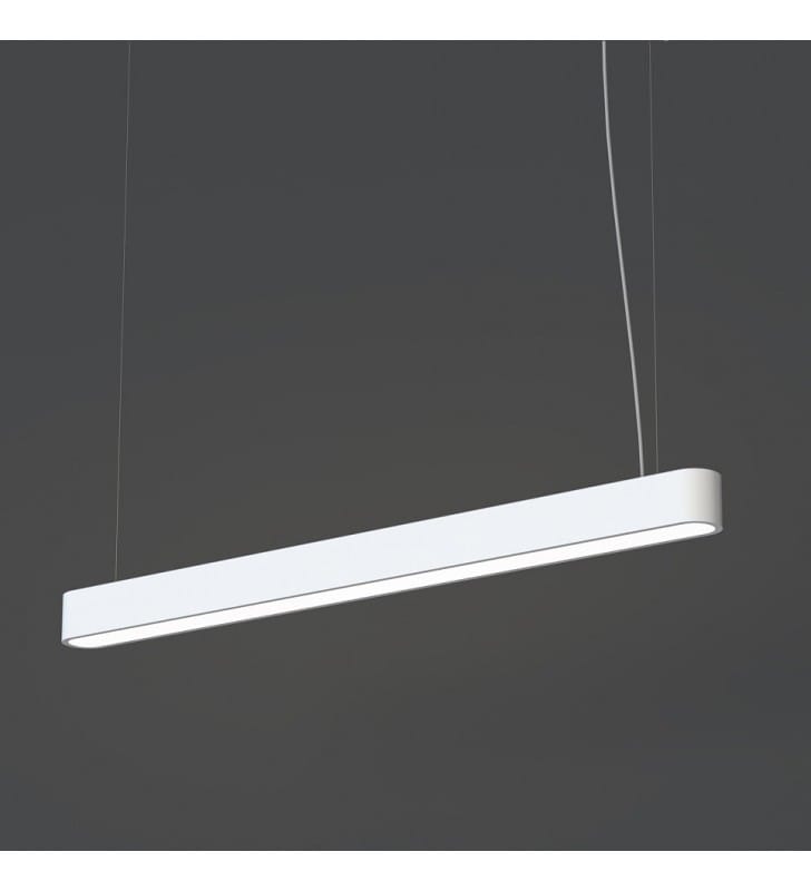 Lampa wisząca Soft White LED 95cm biała podłużna do biura kuchni jadalni salonu nad stół wyspę kuchenną