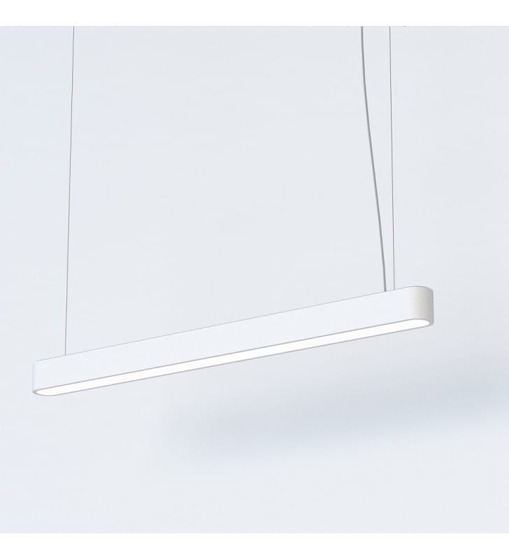 Lampa wisząca Soft White LED 95cm biała podłużna do biura kuchni jadalni salonu nad stół wyspę kuchenną