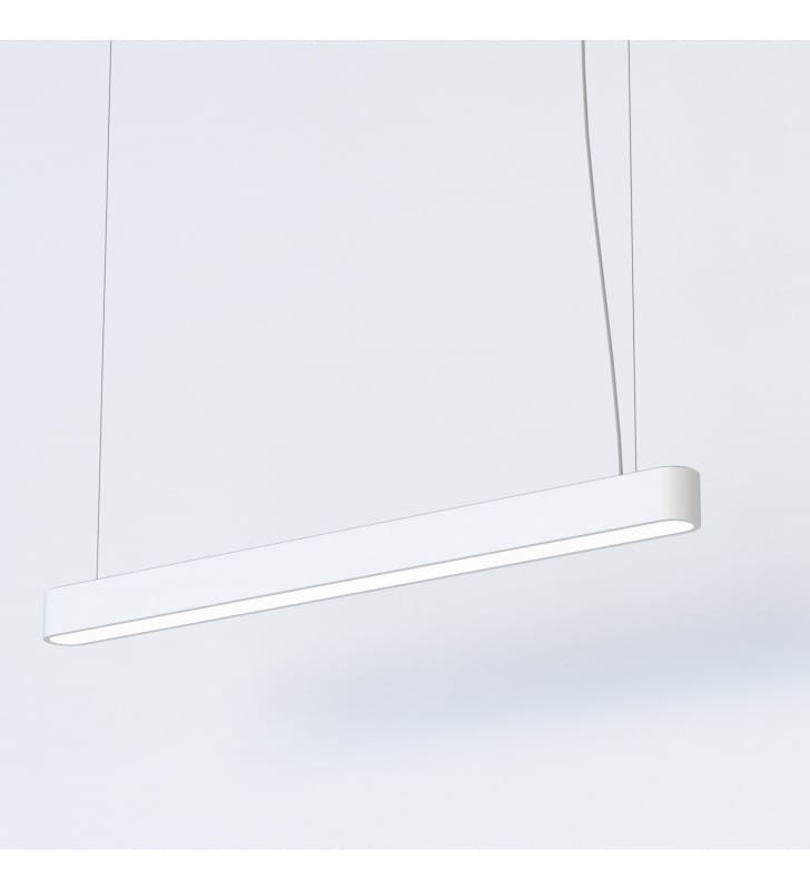 Lampa wisząca Soft White LED 95cm biała podłużna do biura kuchni jadalni salonu nad stół wyspę kuchenną