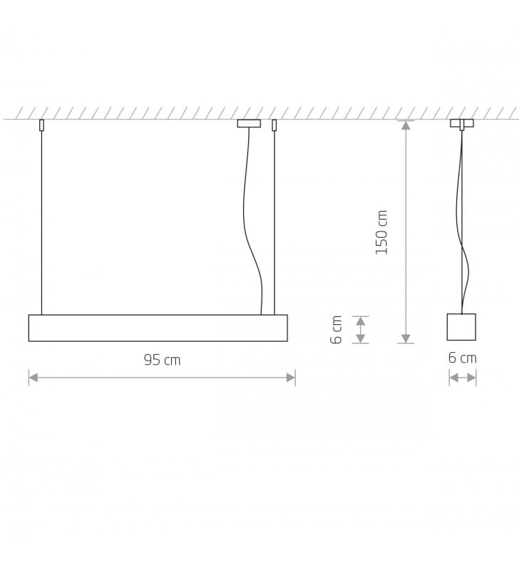 Lampa wisząca Soft White LED 95cm biała podłużna do biura kuchni jadalni salonu nad stół wyspę kuchenną