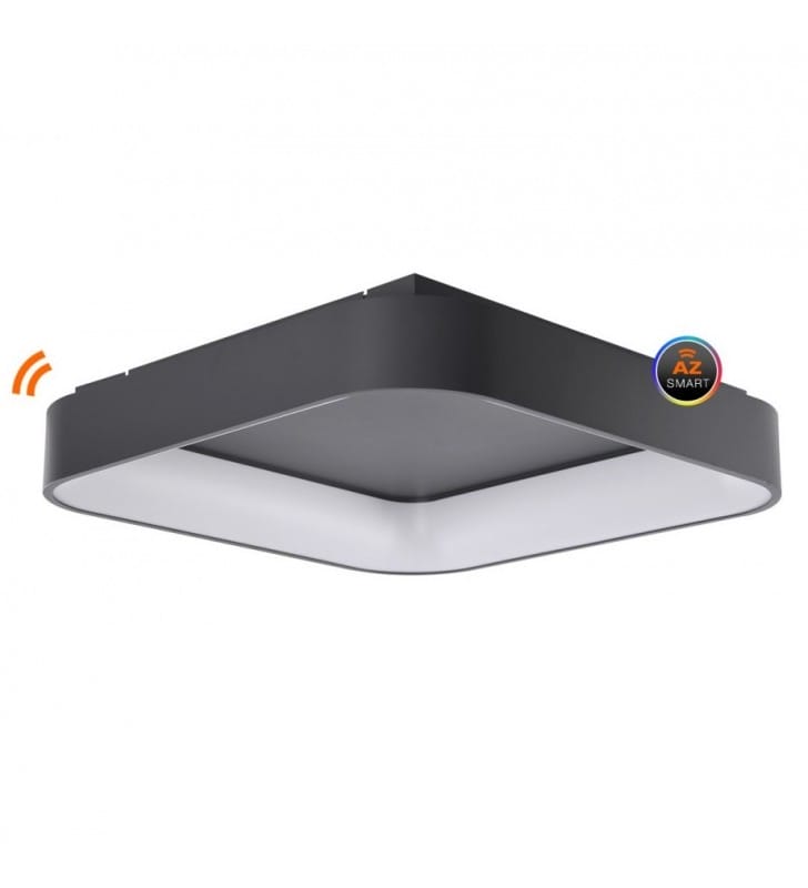 Duży 110cm plafon do salonu Solvent Smart LED szary z pilotem