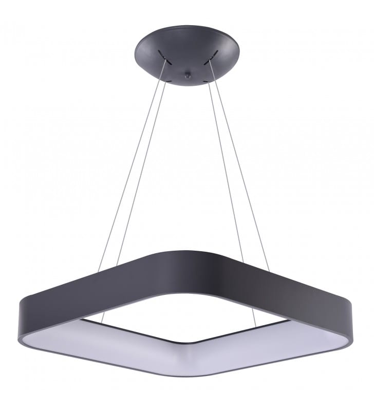80cm kwadratowa lampa wisząca do salonu Solvent Smart LED szara z pilotem