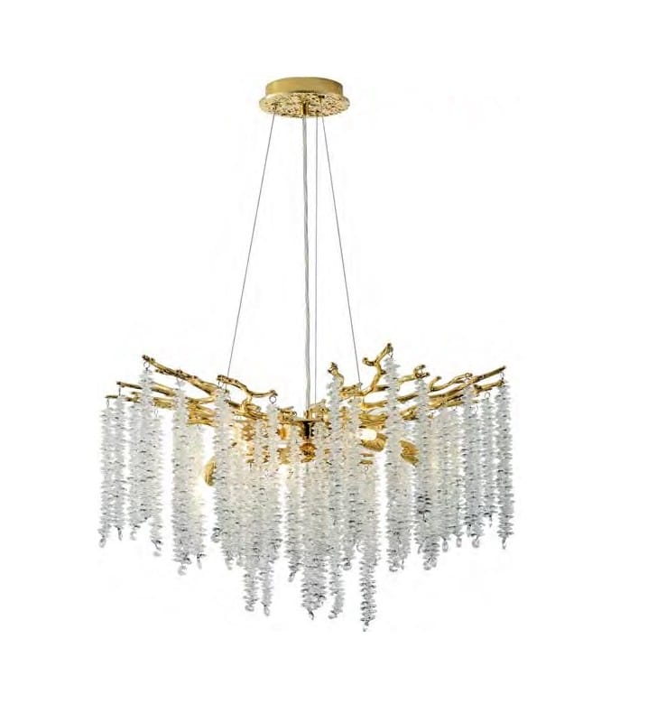 Dijon złota elegancka stylowa kryształowa lampa wisząca do salony glamour