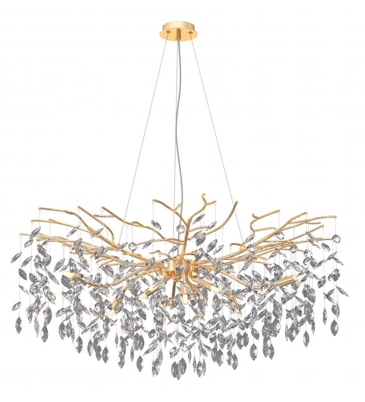 Stylowa duża designerska lampa wisząca z kryształami Cindy złota