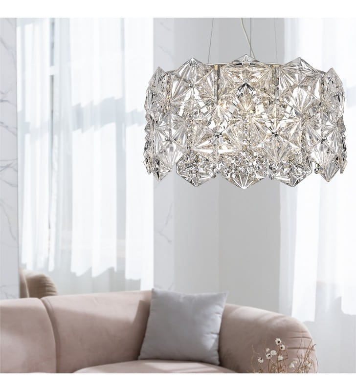 Lampa wisząca Davi do salonu kryształowa z chromem 5xG9