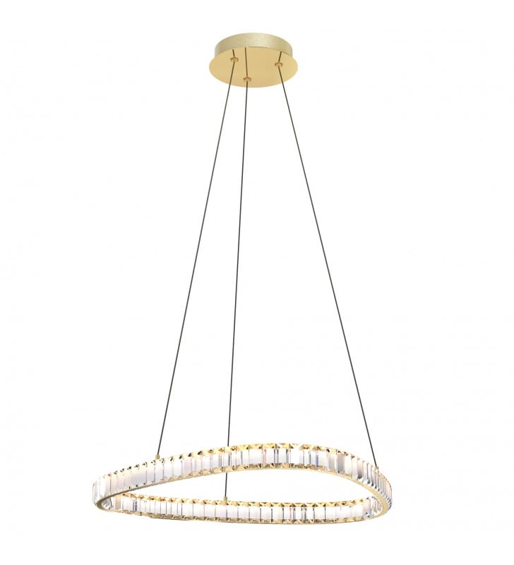 Athesa LED z pilotem złota lampa wisząca z kryształami do salonu glamour