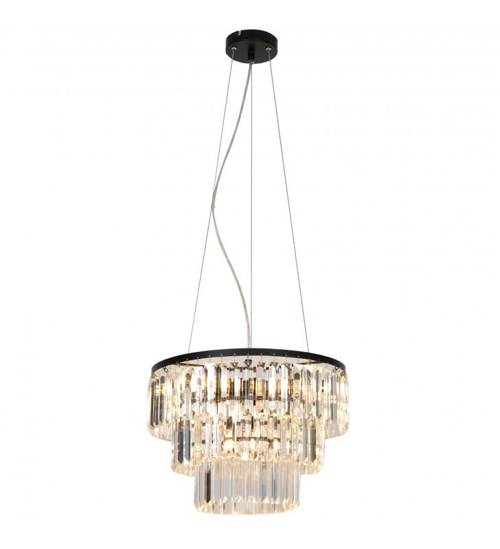 Czarna wisząca lampa kryształowa Tifanny do salonu Zuma Line