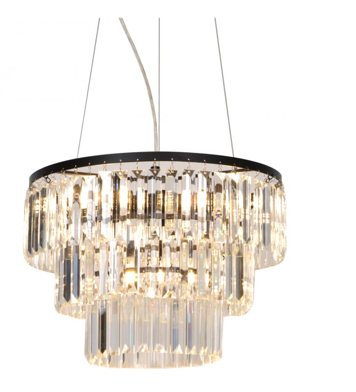 Czarna wisząca lampa kryształowa Tifanny do salonu Zuma Line
