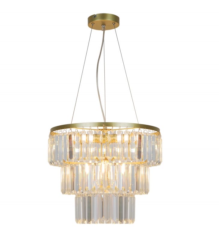 Złota wisząca lampa kryształowa do salonu sypialni Tifanny Zuma Line