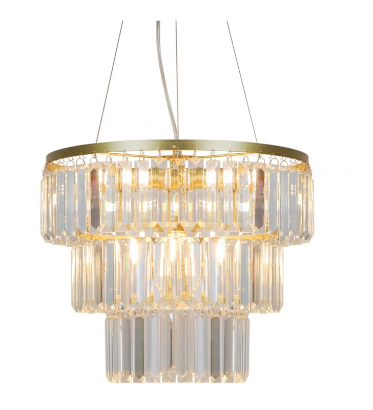 Złota wisząca lampa kryształowa do salonu sypialni Tifanny Zuma Line