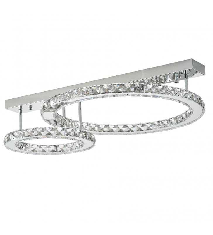 Kryształowa lampa sufitowa Girona LED chrom 2 pierścienie ściemniacz