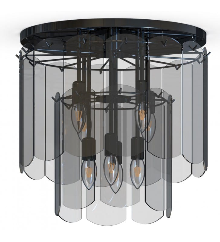Lampa sufitowa Nira czarna stylowa elegancka transparentne szkło do salonu Zuma line