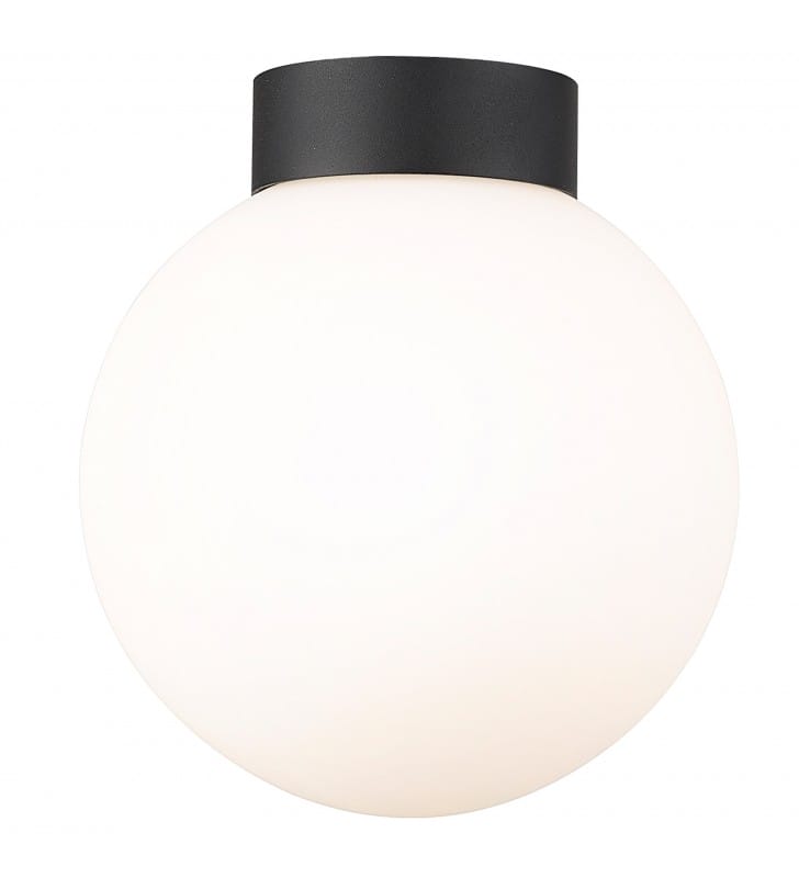 Mała szklana lampa sufitowa Arcturus kula czarny metal