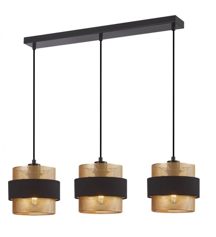 Lampa wisząca Bans czarno złota potrójna klosze na linkach 3xE27
