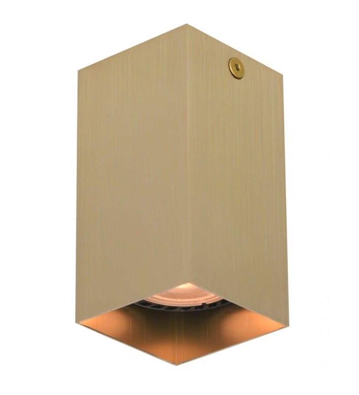 Mała lampa sufitowa Ander w kolorze mosiądzu kwadratowa 1xGU10