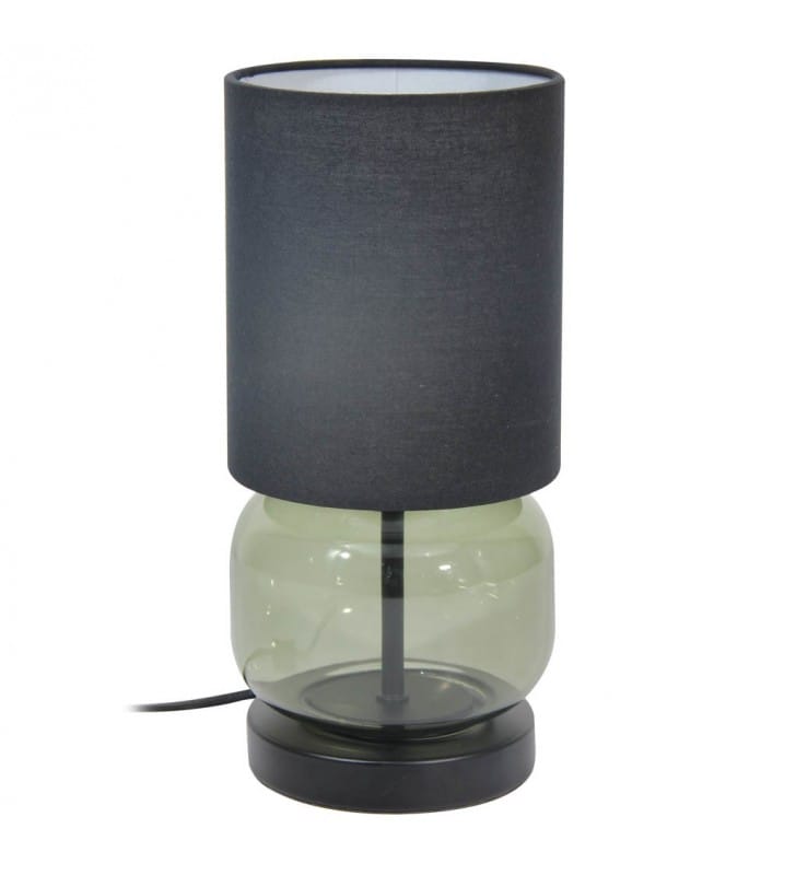Lampa nocna Dorme czarny abażur szklana zielona podstawa