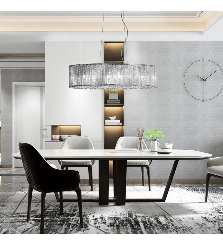 Lampa wisząca Anabella podłużna z kryształkami do jadalni nad stół
