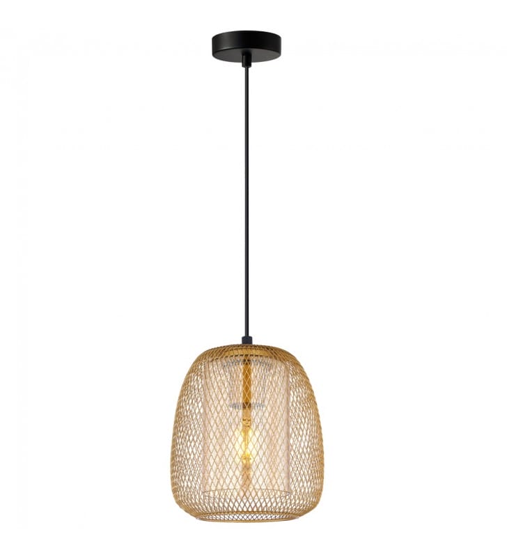 Złota metalowa lampa wisząca Amiria wewnątrz szklany klosz do salonu