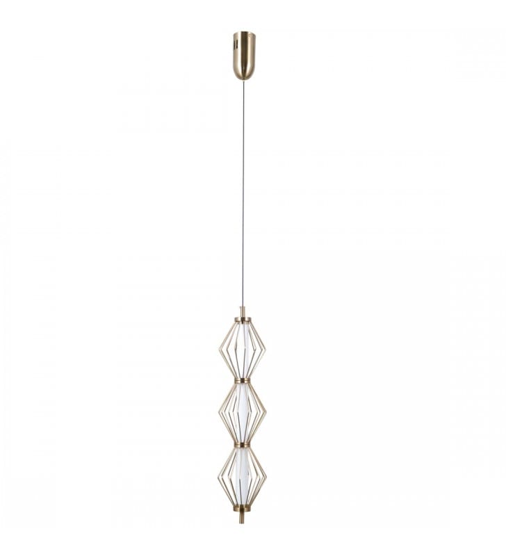 Lampa wisząca Sevil LED złota stylowa z wysokim kloszem do sypialni przy łóżku