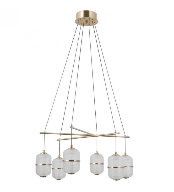 Alani LED złota lampa wisząca ze szklanymi kloszami do salonu