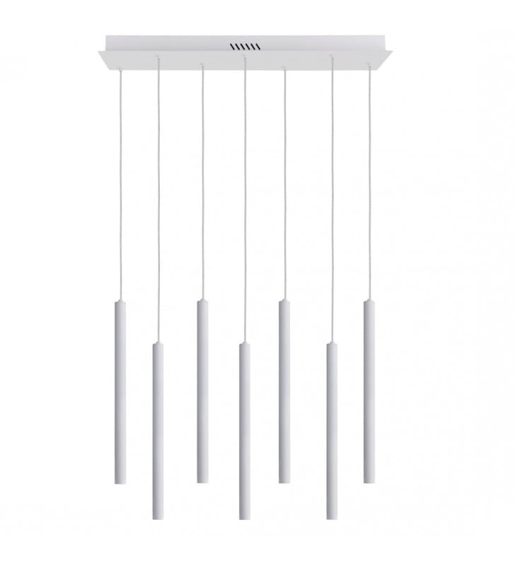 Lampa wisząca Valdes LED biała prostokątna nowoczesna wąskie klosze