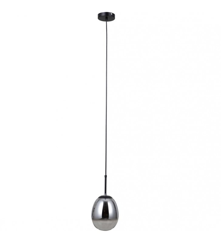 Pojedyncza czarna lampa wisząca Meolo szklana do jadalni salonu 1xE14