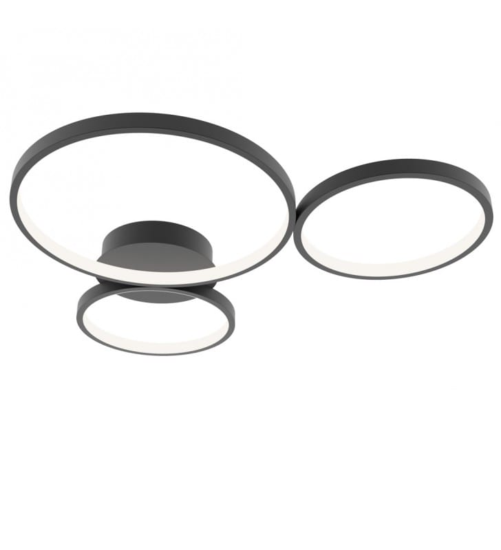Nowoczesna lampa przy sufitowa Maver LED czarna 3 pierścienie 3000-6000K