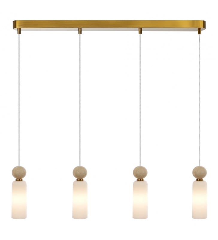 Lampa wisząca Santos 4 klosze na linkach mosiądz nad stół do jadalni