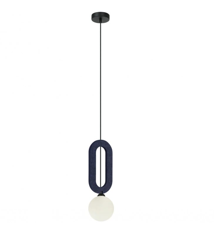 Czarno niebieska lampa wisząca z filcem w stylu new retro Masso